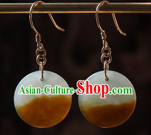 China Traditional Cheongsam Jade Ear Accessories Handmade National Woman Earrings