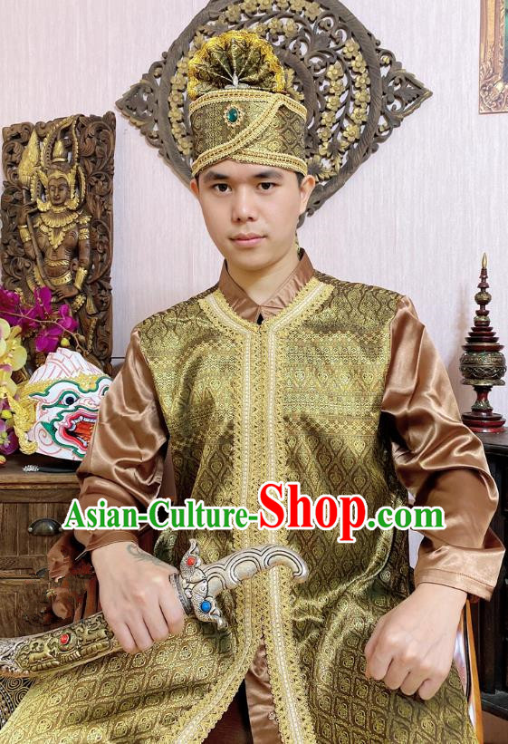 Thailand Traditional Folk Dance Costumes Asian Thai Court Prince Golden Costumes