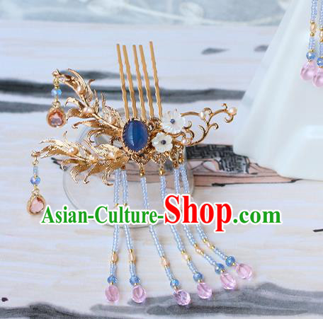 China Traditional Hanfu Hairpin Ancient Princess Beads Tassel Hair Comb