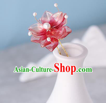 China Traditional Cheongsam Hairpin Ancient Princess Pink Sakura Hair Stick