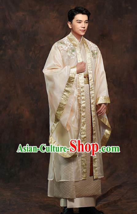 Chinese Ancient Prince Golden Clothing Traditional Song Dynasty Wedding Costumes