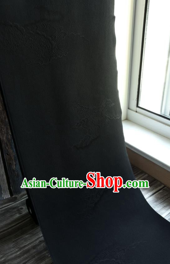 Asian Traditional Jacquard Black Silk Fabric Japan Kimono Brocade Tapestry