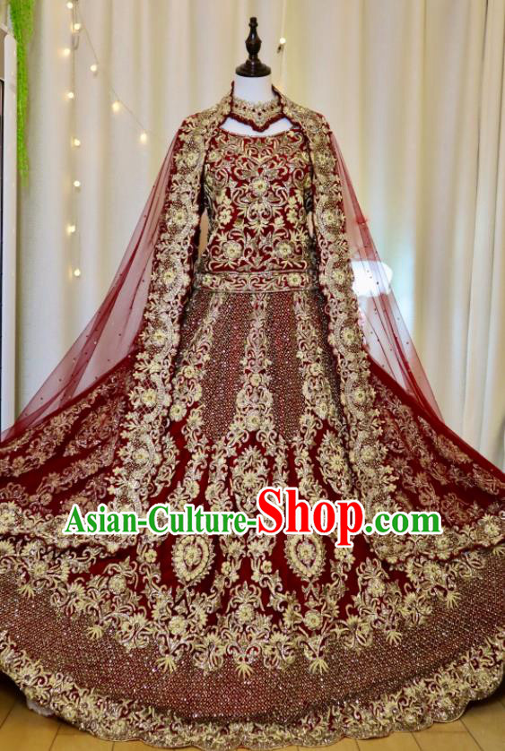 Indian Wedding Dress Traditional Garment Costumes India Bride Embroidered Clothing