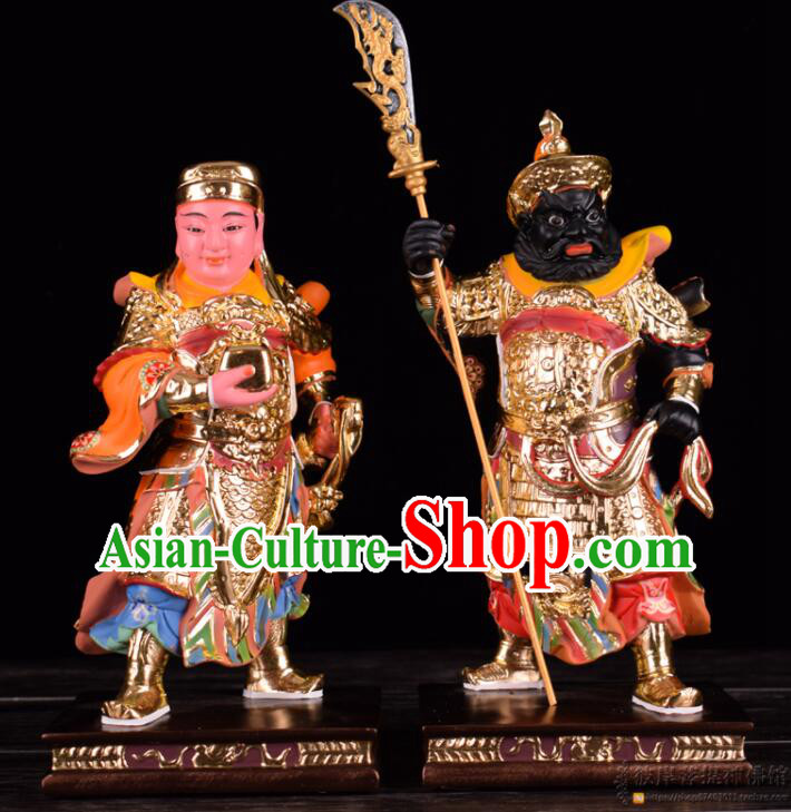 Handmade Zhou Cang and Guan Ping Statues 20 inches Resin Sculptures