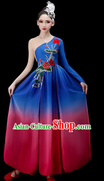 Chinese Women Group Dance Costume Classical Dance Clothing Umbrella Dance Dress