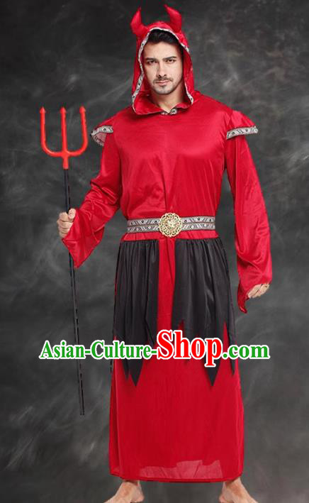 Halloween Cosplay Satan of Death Costume Fancy Ball Demon Red Clothing