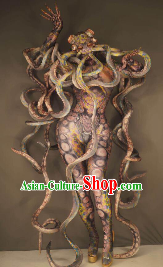 Female Cosplay Octopus Bugbear Costume Halloween Fancy Ball Demon Monster Fashion