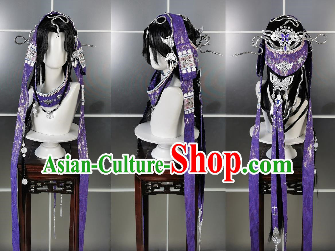 Five Poisons Adult Girl Cheng Ji Poison Sister Wig and Headdress Jianwang 3 Jian San Cosplay Headpiece