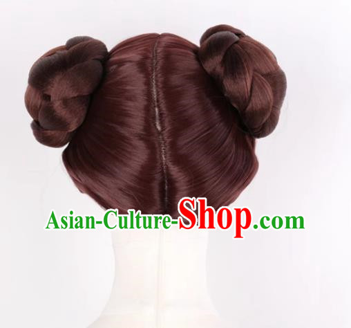 Brown Fitted Bun Style Cosplay Wig