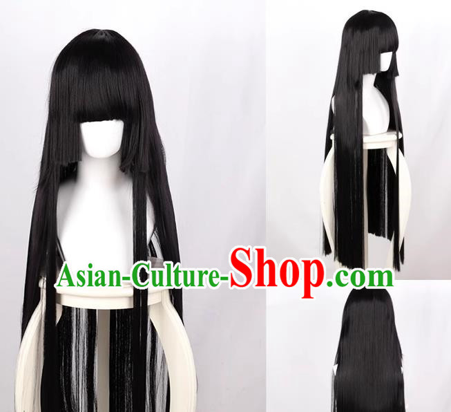 Hell Girl Enma Ai Horaishan Kaguya Snow Girl 100cm Black Mixed Purple Long Straight Cos Wig