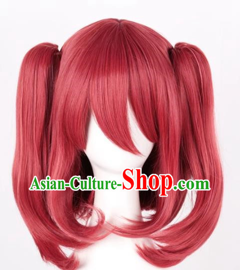 Kurosawa Ruby Water Ball Aqours Small Tiger Mouth Clip Mixed Dark Red Cosplay Anime Wig