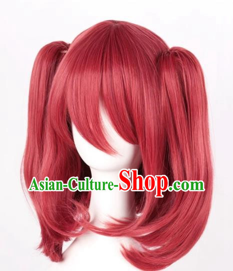 Kurosawa Ruby Water Ball Aqours Small Tiger Mouth Clip Mixed Dark Red Cosplay Anime Wig