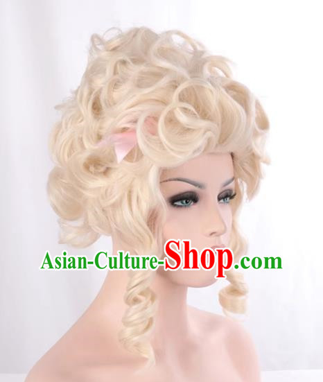 Fluffy European And American Queen Sand Apricot Color Slightly Curly High Temperature Wire Dance Cosplay Cos Wig