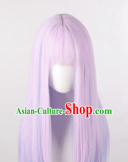 Wig Female Long Hair Long Straight Hair Pink Purple Mixed Blue Gradient Lolita Ladies Lolita Whole Wig