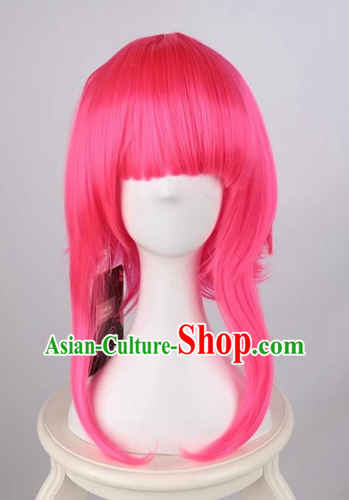 Rose Red Cosplay Mid Length Anime Female Style Tennoji Rina Universal Full Bangs Wig