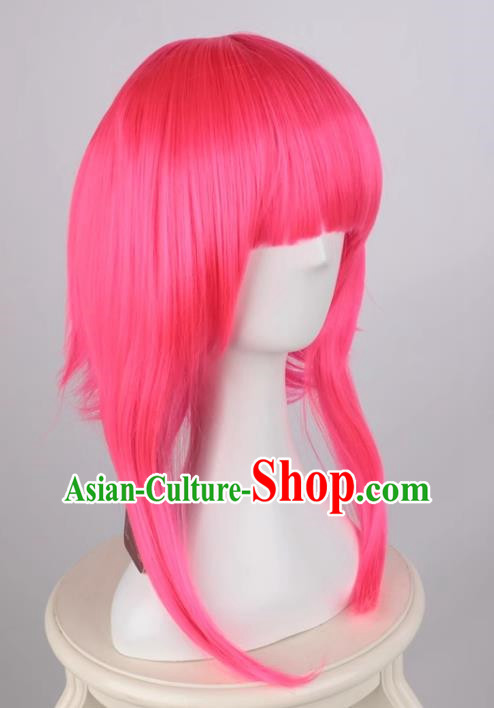 Rose Red Cosplay Mid Length Anime Female Style Tennoji Rina Universal Full Bangs Wig