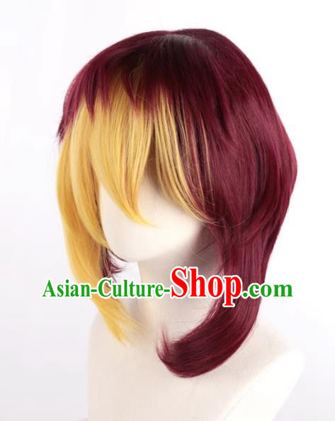 Yu Gi Oh Zexal Yellow Mixed Red Cos Full Fake Hair Anime Male Short Hair Cosplay Wig