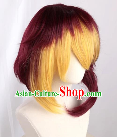 Yu Gi Oh Zexal Yellow Mixed Red Cos Full Fake Hair Anime Male Short Hair Cosplay Wig