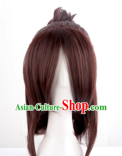 Mixed Brown Single Ponytail Cos Anime High Temperature Silk Wig