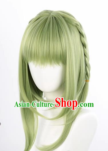 Earth Bound Boy Hanako Kun Nanafeng Sakura Cos Wig Light Green Inner Buckle Long Sideburns Braid