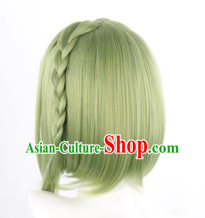 Earth Bound Boy Hanako Kun Nanafeng Sakura Cos Wig Light Green Inner Buckle Long Sideburns Braid