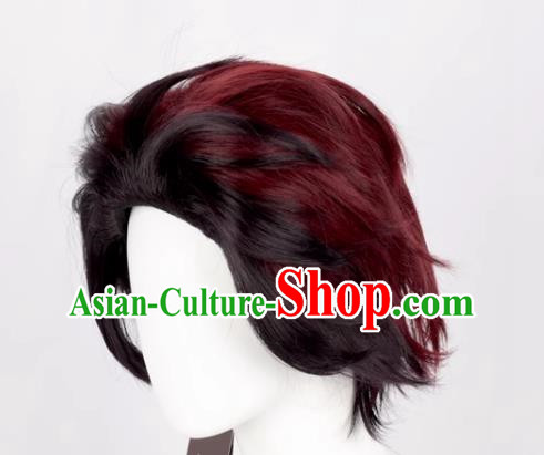 Demon Slayer Cos Tanjiro Kamado's Gradient Back And Reverse Style Anime Wig