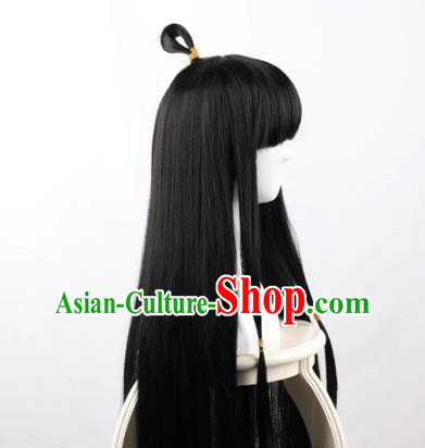 Ayari Maya Cos Fake Hair Black 100cm Female Full Bangs Long Straight Hair Cosplay Wig