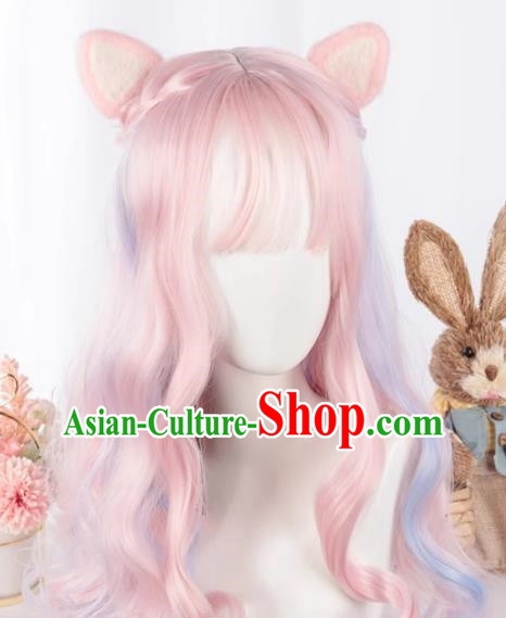 Harajuku Soft Girl Lolita Long Curly Hair Rainbow Color Cute Girl Cute Girl Cos Wig