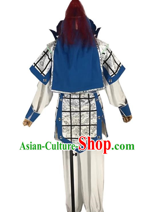 Blue Drama Soldier Clothes Costumes Yue Opera Huangmei Opera Costumes Qiong Opera Singer Opera Male Soldier Wusheng Clothes