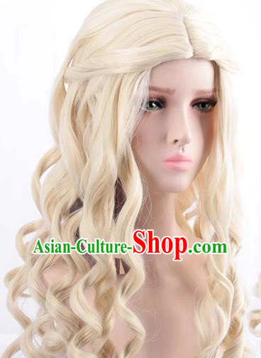 Queen Beige Middle Parted Long Curly Hair Cosplay Anime Wig