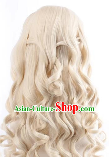 Queen Beige Middle Parted Long Curly Hair Cosplay Anime Wig