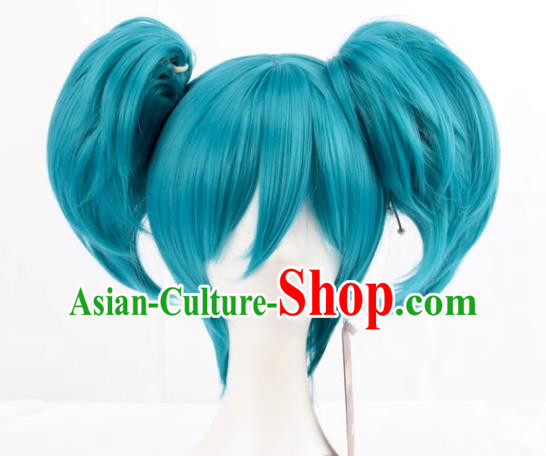 Cosplay Sally Face Sally  Face Mixed With Blue Lake Blue Twin Ponytails Anime Wig