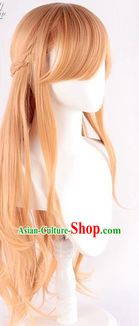 100CM Long Straight Hair Anime Miko Warm Orange Cospaly Wig