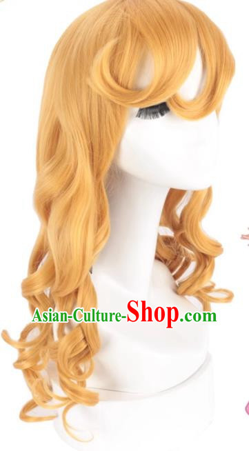 Golden Gold Hair Long Curly Cosplay Wig