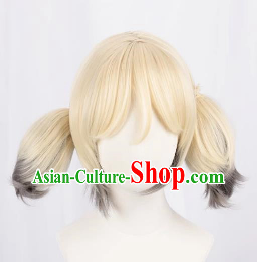 Arknights Ifrit Light Yellow Gradient Black And Gray Reversed Ponytail Cos Anime Wig