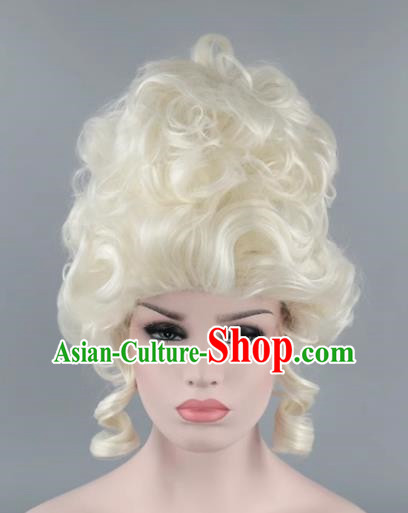 Fluffy Curly Hair Platinum Aristocratic Queen Palace Masquerade Cos Wig