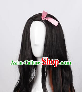 Demon Slayer Cos Brother And Sister Bond Kamado Nezuko Black Gradient Orange Cosplay Wig