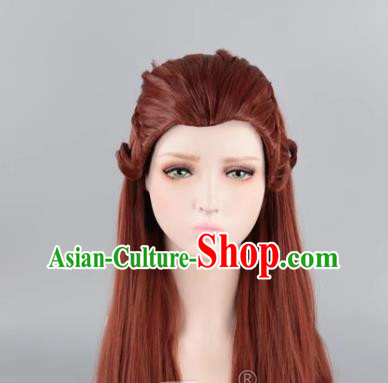 100CM Brown Beauty Pointed Elf Female Cosplay Anime Wig