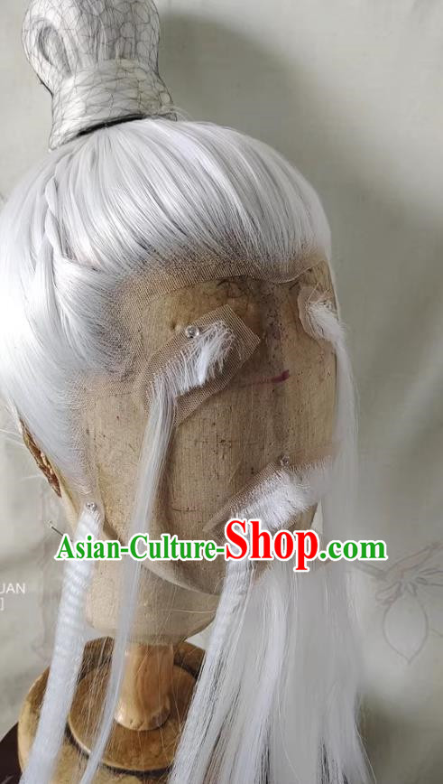 Wig Front Hand Hook Lace Pure White Beard Eyebrows Old Suit Bundle Hair Bun