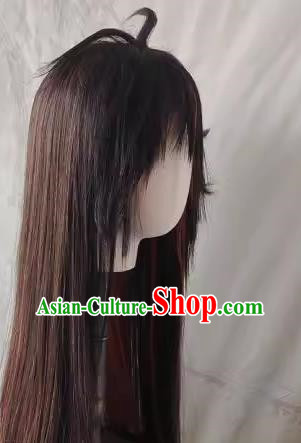 Highlight Gradient Wig Two Color Genshin Impact Zhongli Style Custom Made Front Hook Lace Orange Brown COS