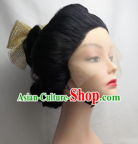 COS Japanese Geisha Lace Front COSPLAY Wig Black Updo