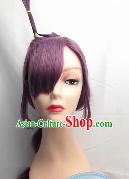 Cosplay Wig Set Xiaochun Chloe COS PokÉMon Journey 1716 Purple Lantern Braid Custom Fake Hair