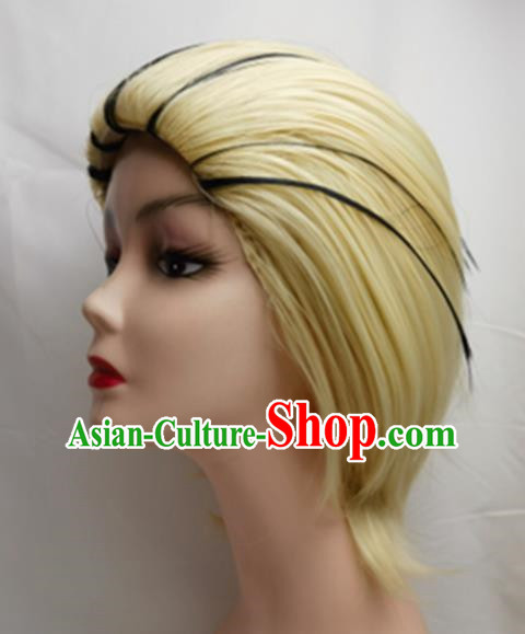 Cosplay Wig Set Kirabi COS Naruto 613 Yellow Back Head Dyed Short Custom Fake Hair