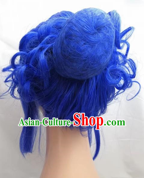 COSPLAY Wig Gemini Princess COS Lianyin Blue Roman Curly Wig Custom Made