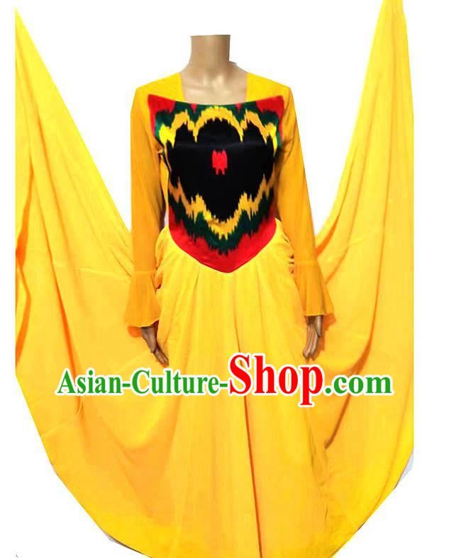 Yellow Chinese Xinjiang Uyghur costume inlaid Adelaide swing dress