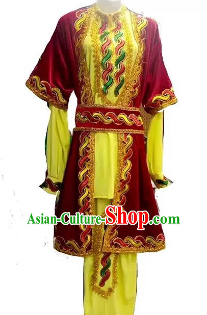 Red China Xinjiang Dance Maixi Laipu Stage Performance Dance Suit Men Dance Costume