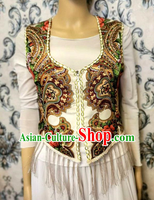 White China Xinjiang Dance Women Vest Maixi Laip ethnic style printed vest