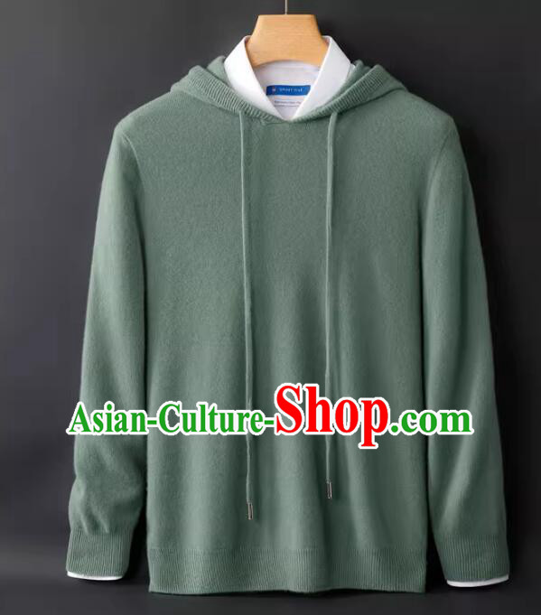 Green Hoodie Jacket Top Grade Sweater Men Winter Woolen Knitted Sweater