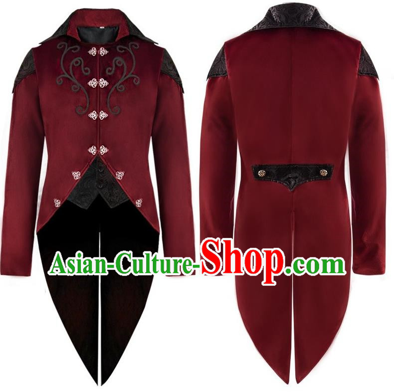 Medieval Retro Dark Tuxedo Dark Gothic Castle Earl Jacket Gentleman Stage Performance Suede Dress