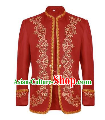 Retro European And American Gold-Embroidered Dress Men Court Dress Stand-Up Collar Jacket Photo Studio Song Medieval Drama Stage Costume